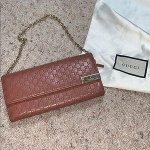 Gucci Guccissima Embossed Chain Clutch